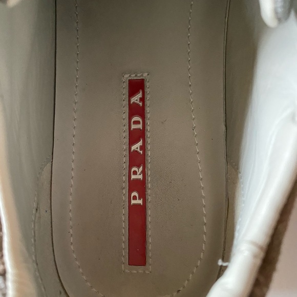 PRADA AMERICAS CUP SNEAKERS OLIVE SUEDE/MESH LOGO TONGUE/HEEL/INSOLE 10.5 EXCELL - Picture 8 of 16